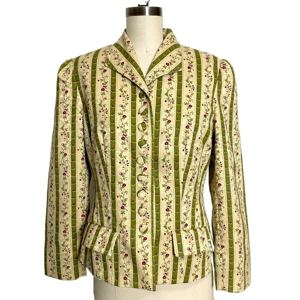 1940s-look floral striped fitted jacket - size 8